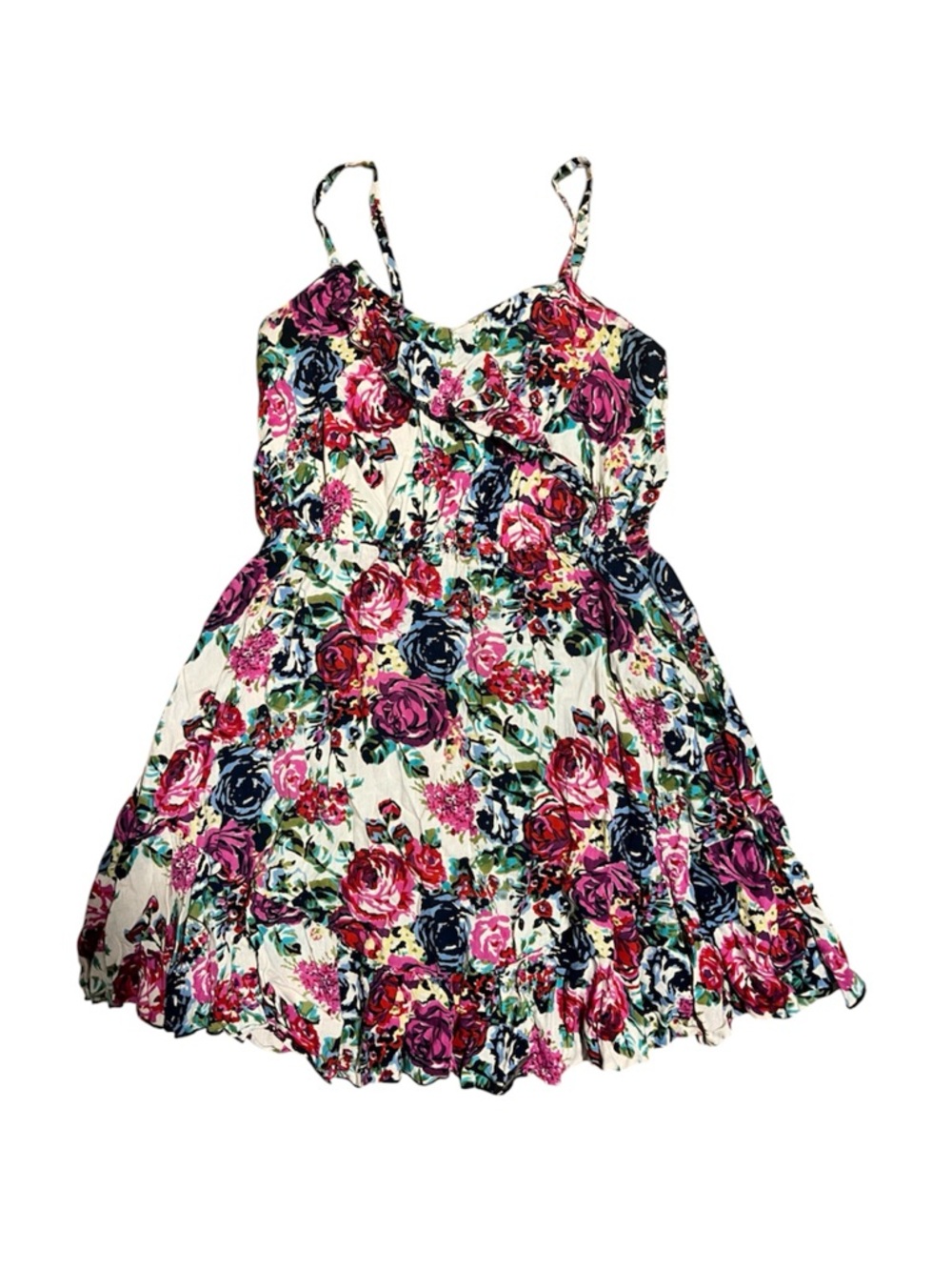 Fire Los Angeles Floral Spaghetti-Strap Dress - White Multi Size M
